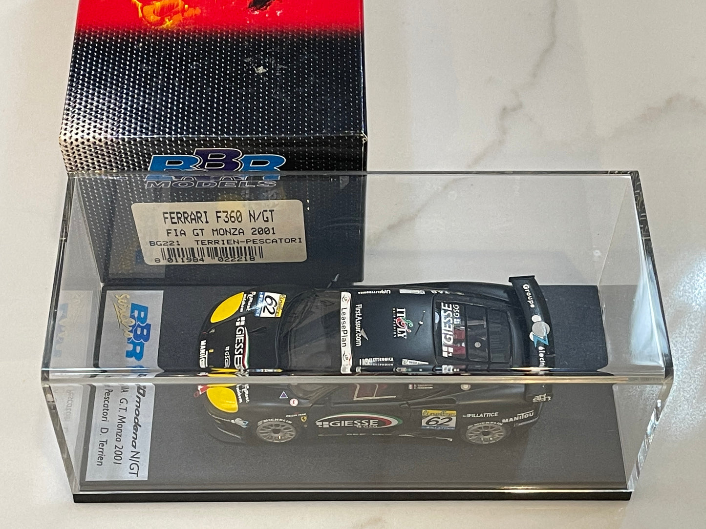 BBR 1/43 Ferrari F360 N/GT GT Monza 2001 Black No. 62 BG221