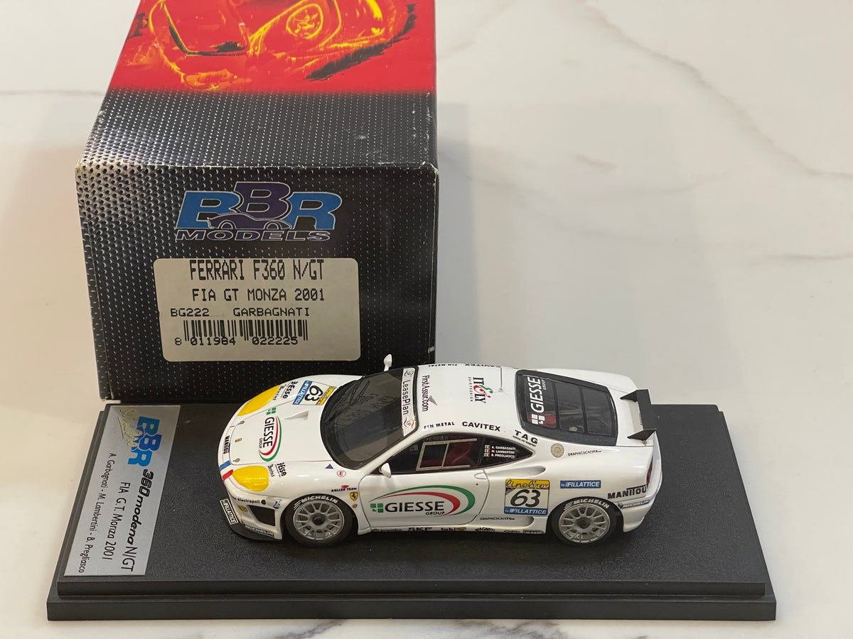 BBR 1/43 Ferrari F360 N/GT GT Monza 2001 White No. 63 BG222 