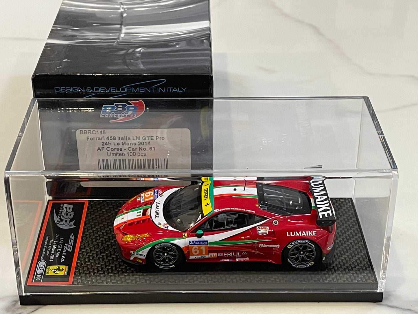 BBR 1/43 Ferrari 458 Italia LM GTE Pro 24 Hours Le Mans 2014 Red No. 61 BBRC148