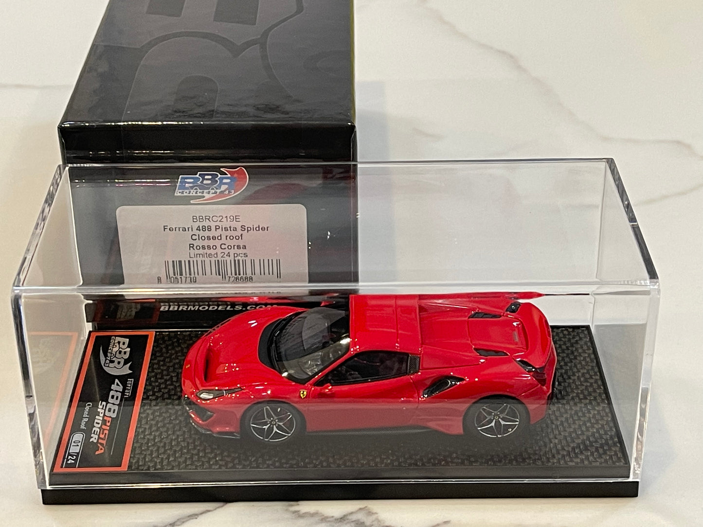 BBR 1/43 Ferrari 488 Pista Spider Closed Roof 2018 Rosso Corsa BBRC219E