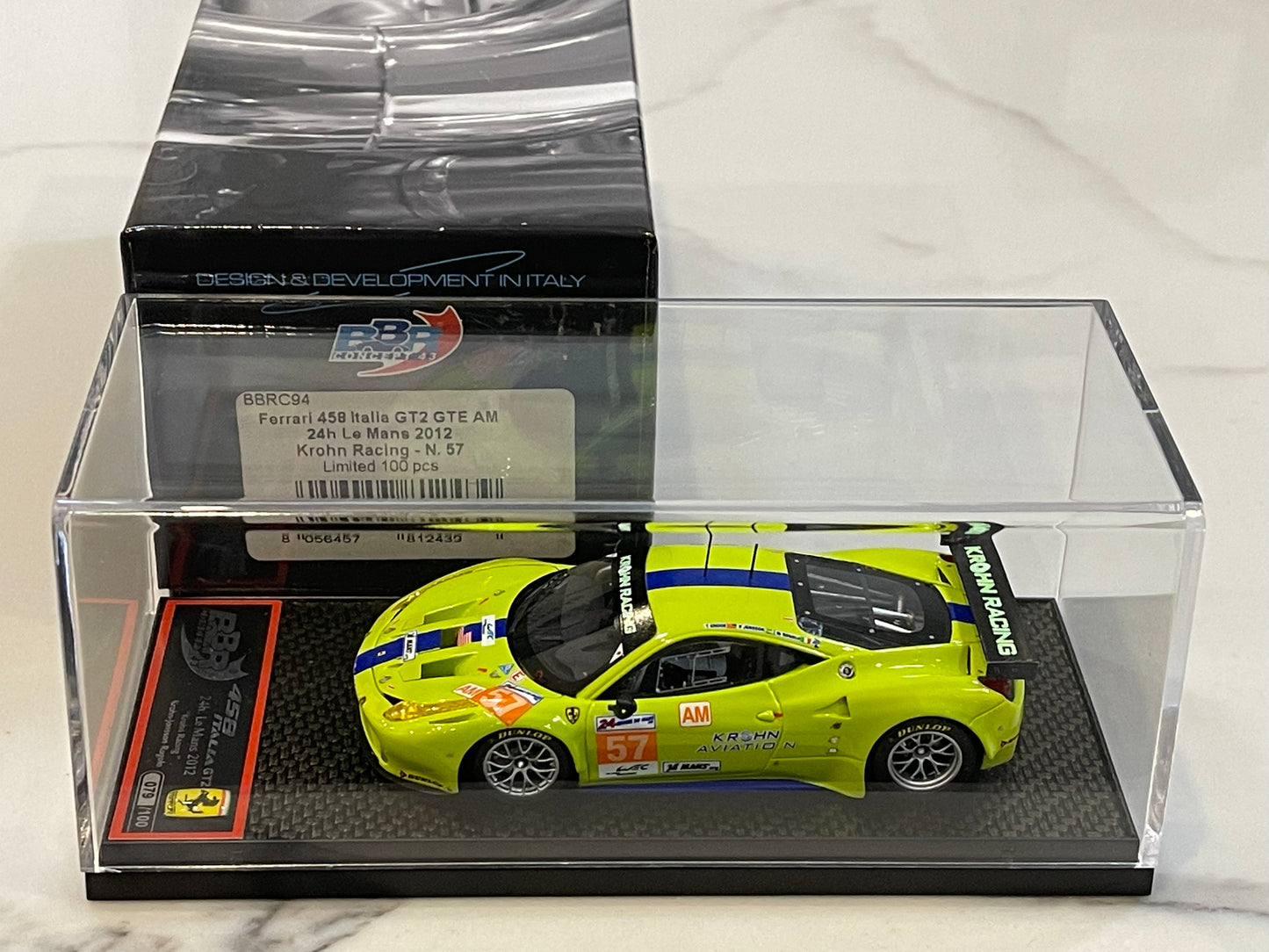 BBR 1/43 Ferrari 458 Italia GT2 GTE Am 24 Hours Le Mans 2012 Light Green No. 57 BBRC94