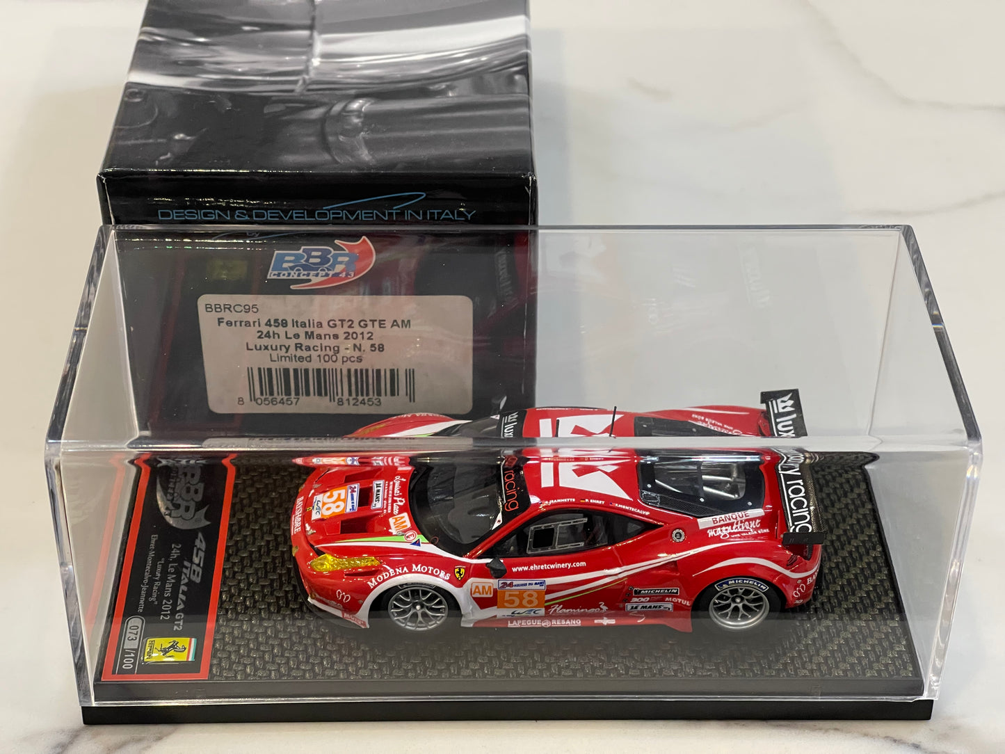BBR 1/43 Ferrari 458 Italia GT2 GTE Am 24 Hours Le Mans 2011 Red No. 58 BBRC95