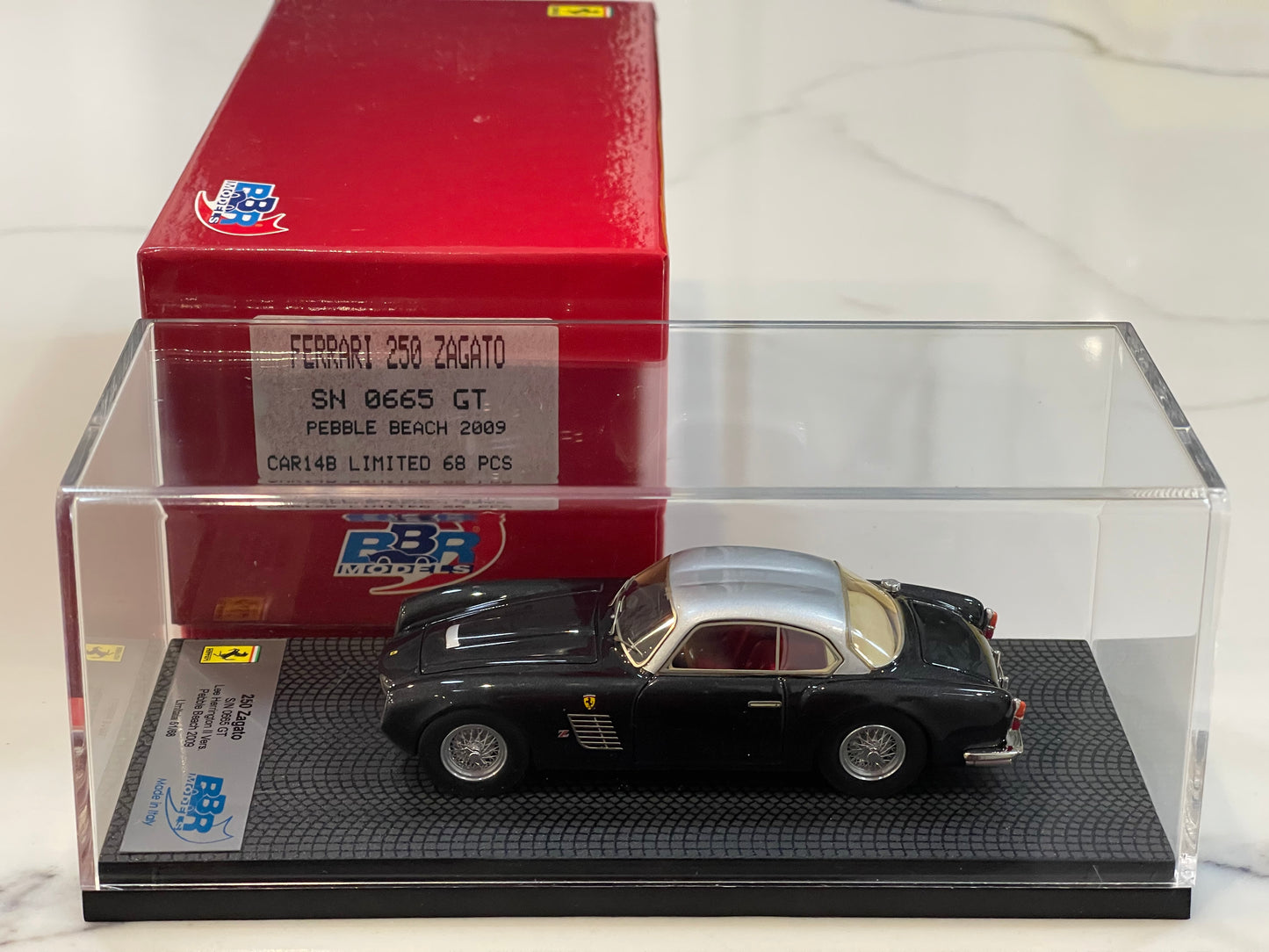BBR 1/43 Ferrari 250 GT Zagato 0665GT 1957 Black/Silver CAR14B