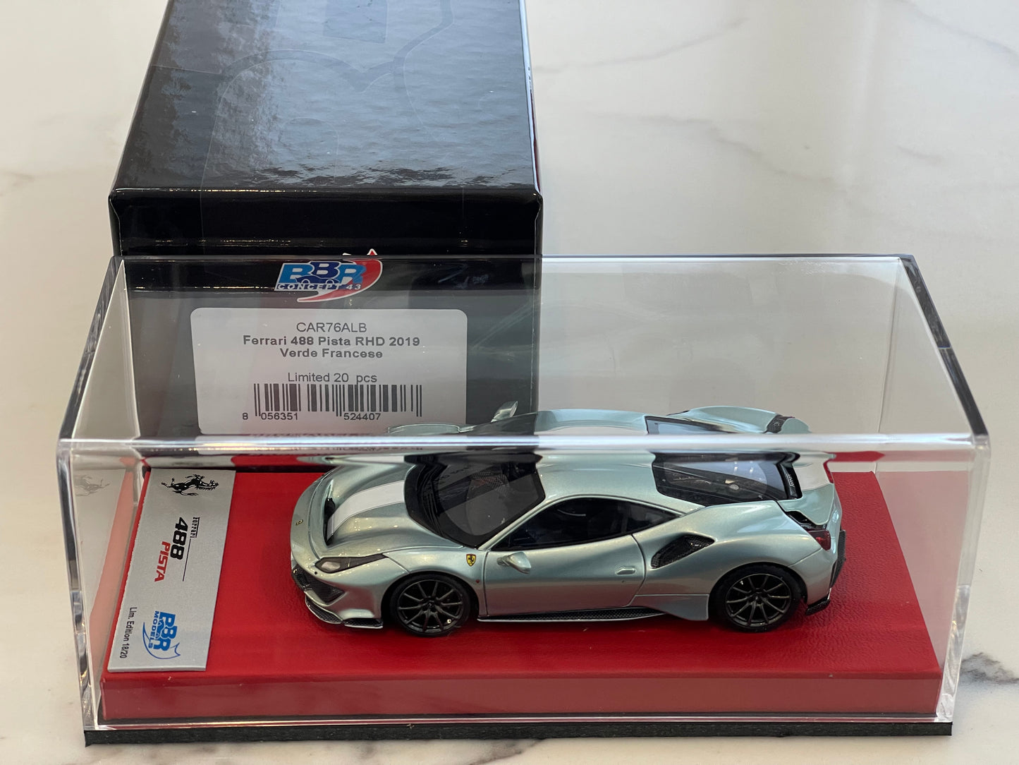 BBR 1/43 Ferrari 488 Pista RHD 2019 Verde Francese CAR76ALB