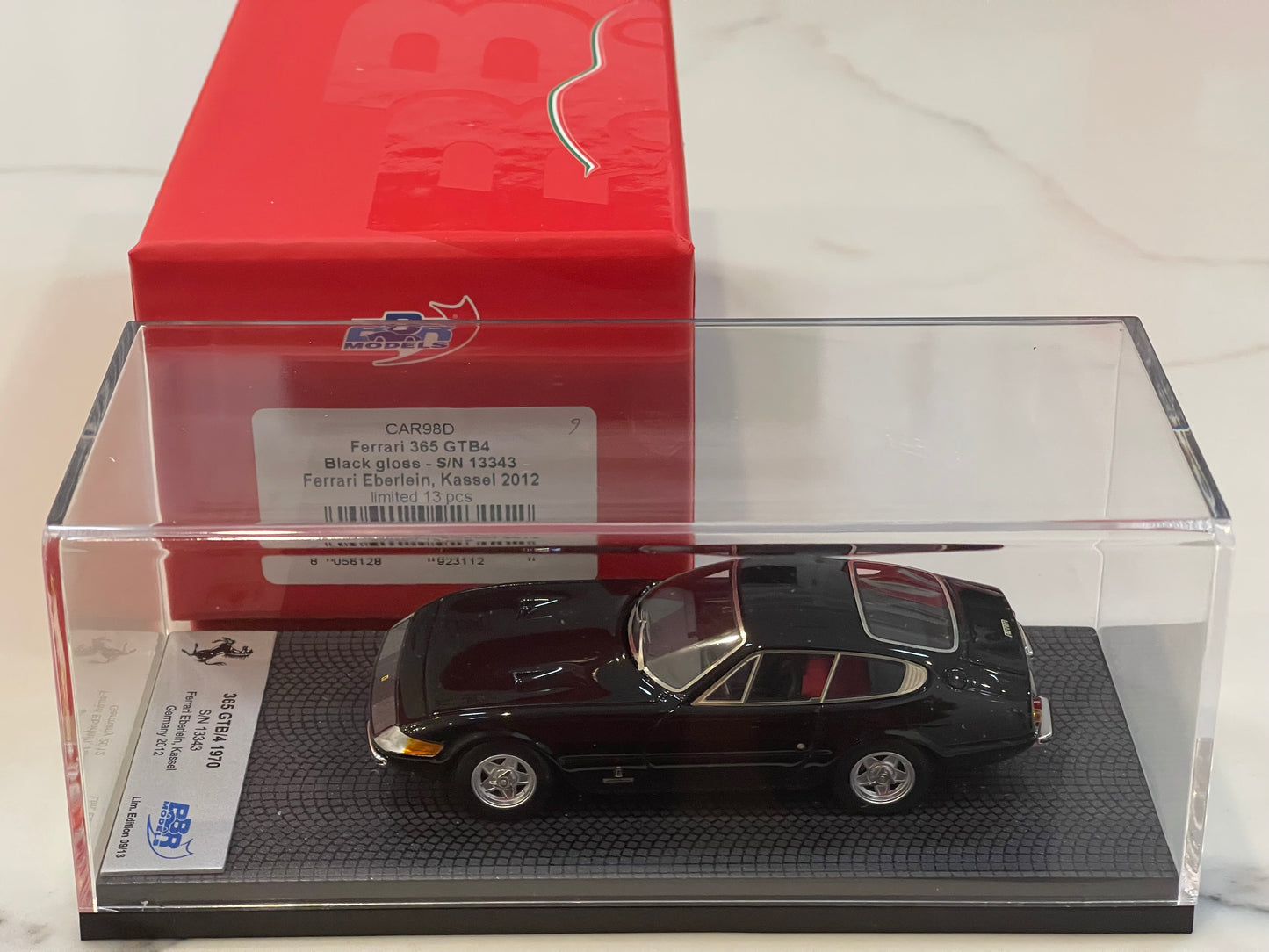 BBR 1/43 Ferrari 365 GTB4 Plexi S/N 13343 1970 Black BBRCAR98D