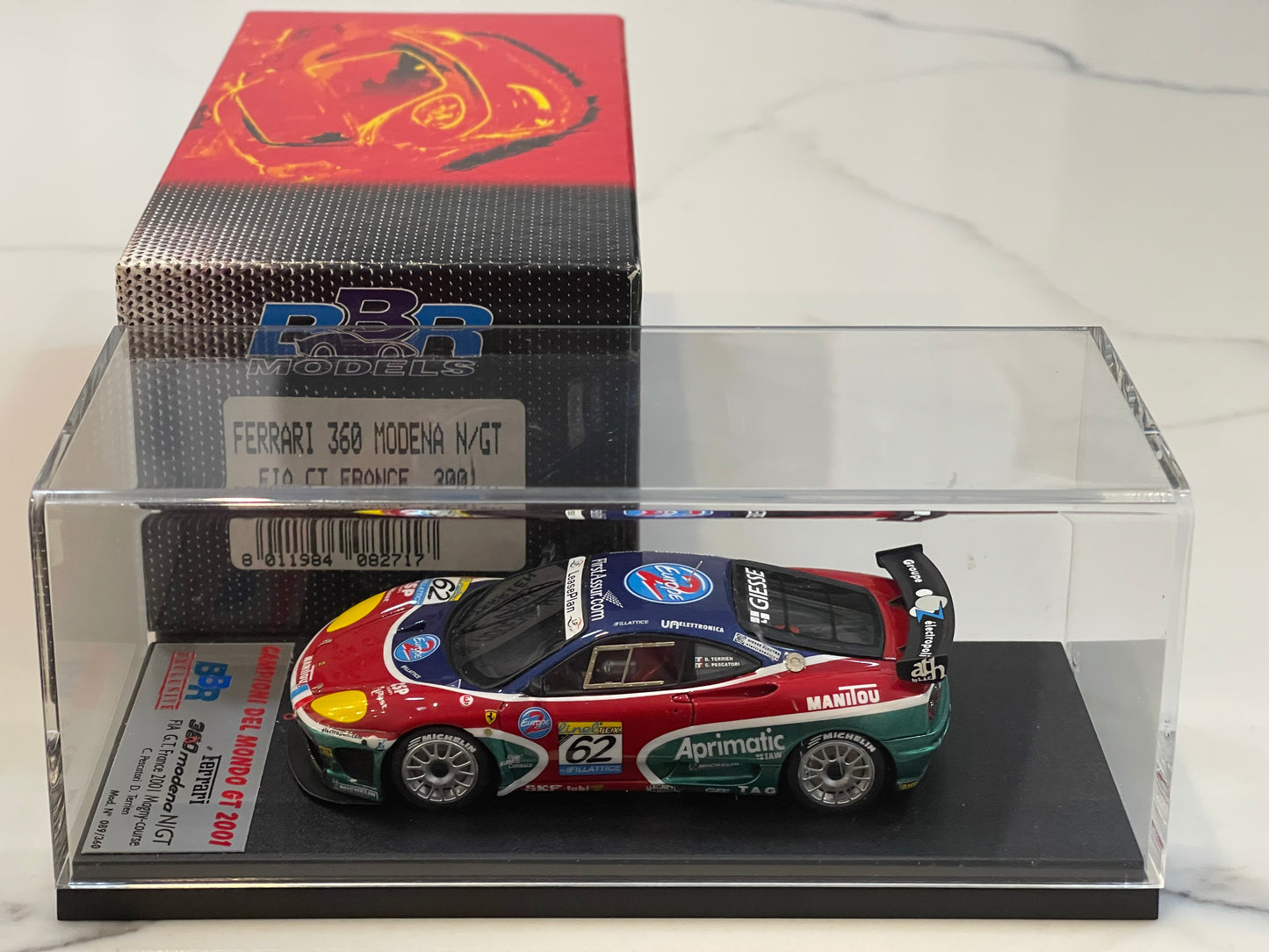 BBR 1/43 Ferrari 360 N/GT FIA GT France 2001 Blue No. 62 BBREX8