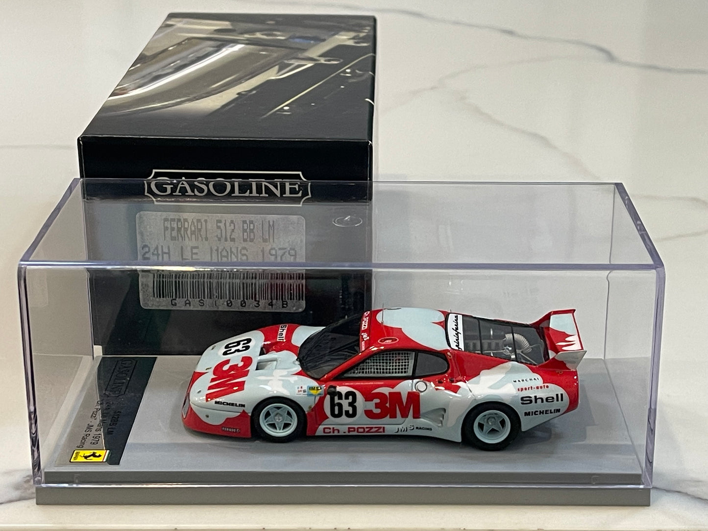 Gasoline 1/43 Ferrari 512 BBLM 24 Hours Le Mans 1979 White/Red No. 63 GAS10034B