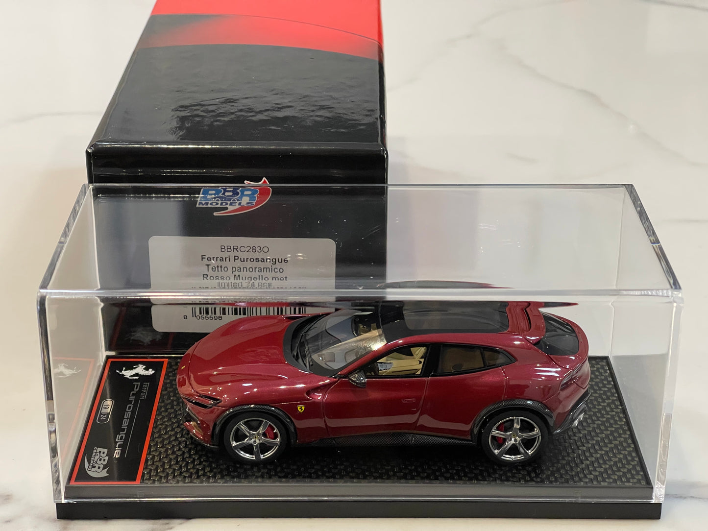 BBR 1/43 Ferrari Purosangue 2024 Panoramic Roof Rosso Mugello Met. BBRC283O