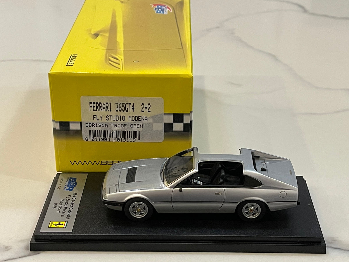BBR 1/43 Ferrari 365 GT4 2+2 Fly Studio Modena Open Roof 1975 Silver B –  Paddock Collection