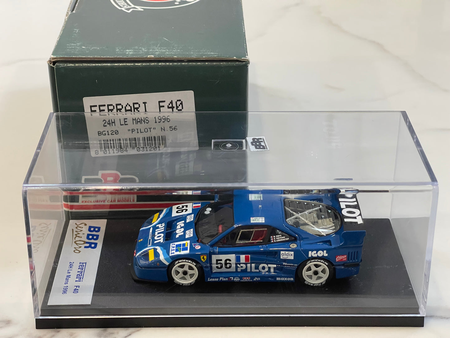 BBR 1/43 Ferrari F40 24 Hours Le Mans 1996 Blue No. 56 BG120