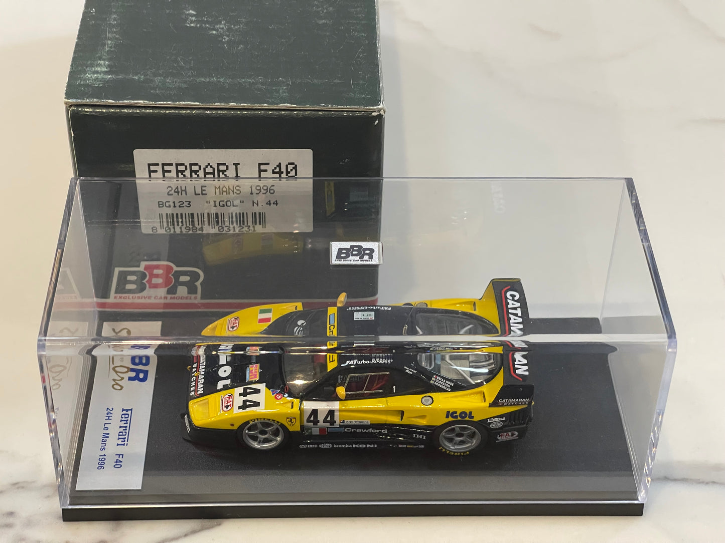 BBR 1/43 Ferrari F40 24 Hours Le Mans 1996 Blue/Yellow No. 44 BG123
