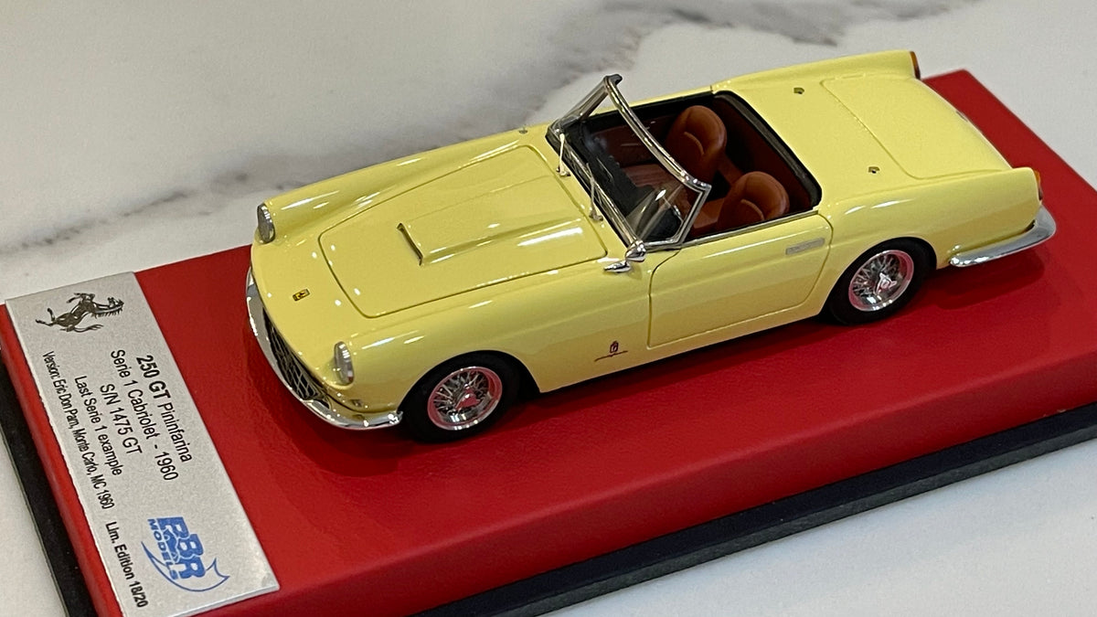 BBR 1/43 Ferrari 250 GT Cabriolet Series I 1475GT 1960 Light Yellow CA –  Paddock Collection