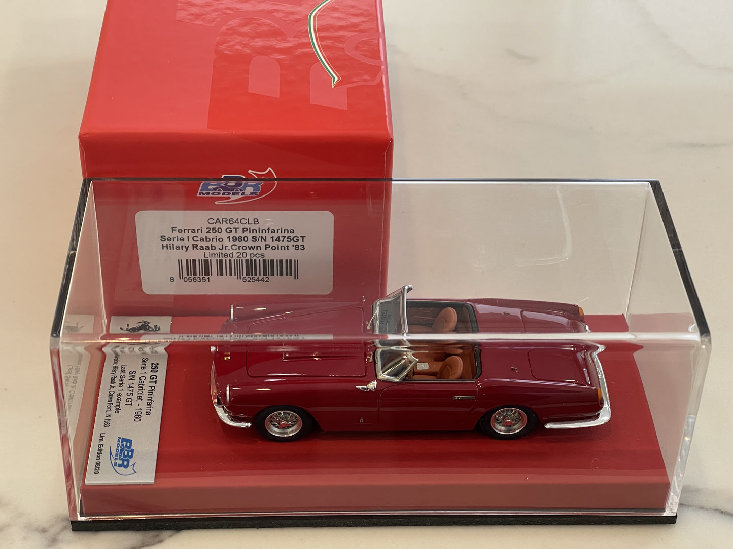 BBR 1/43 Ferrari 250 GT Cabriolet Series I 1475GT 1960 Dark Red CAR64CLB