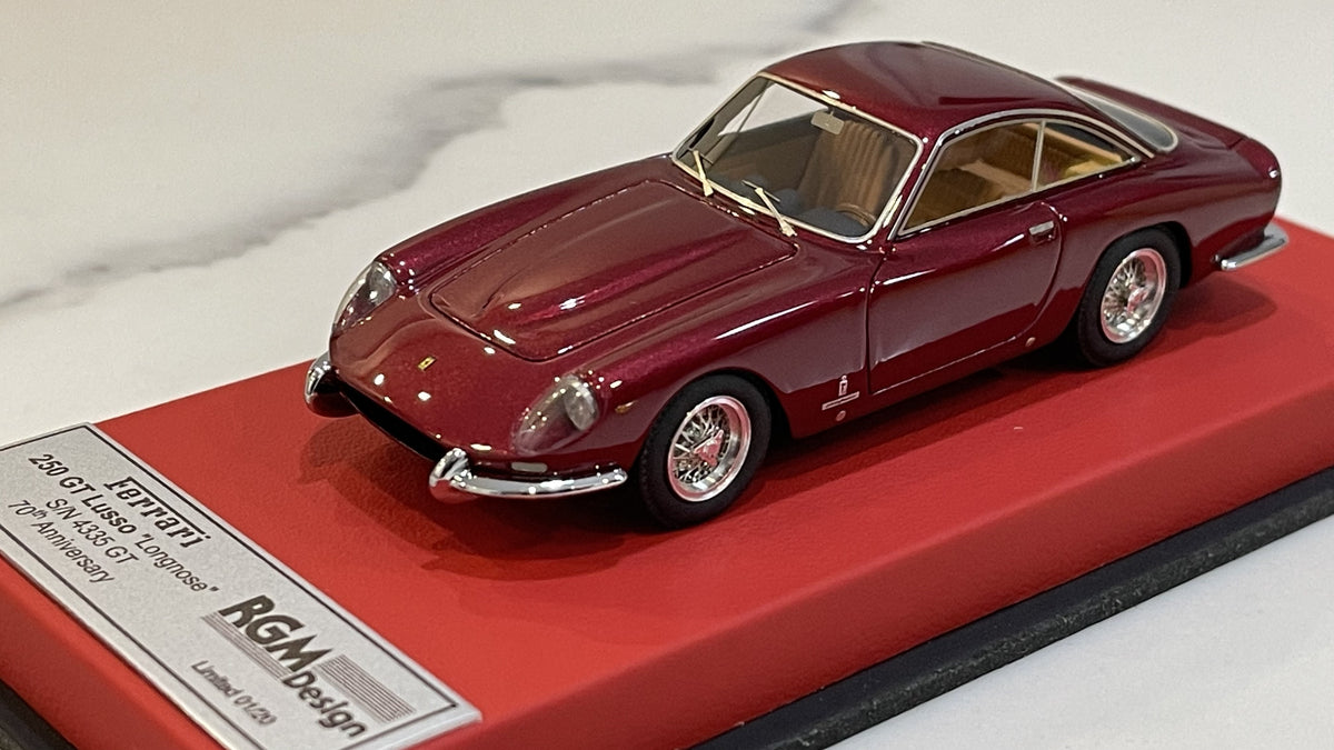 BBR 1/43 Ferrari 250 GT Lusso Long Nose 4335GT 1963 Dark Red RGM15LB1 –  Paddock Collection