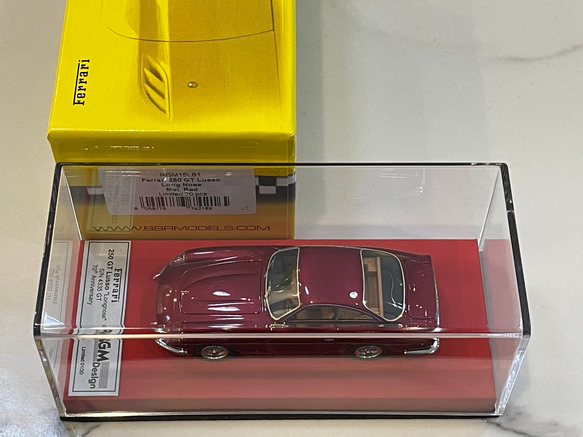 BBR 1/43 Ferrari 250 GT Lusso Long Nose 4335GT 1963 Dark Red RGM15LB1 –  Paddock Collection