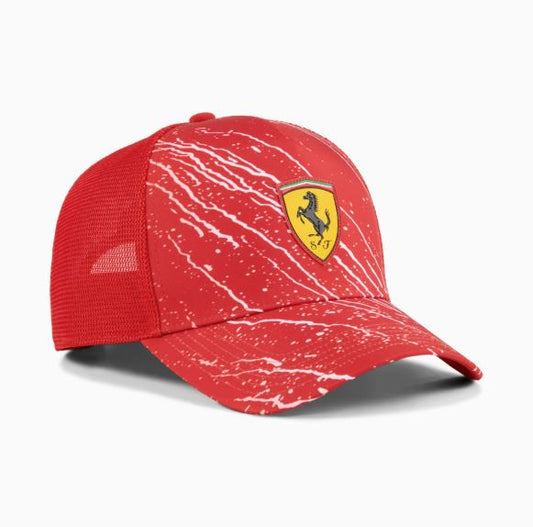 Ferrari Race Trucker Baseball Hat Red