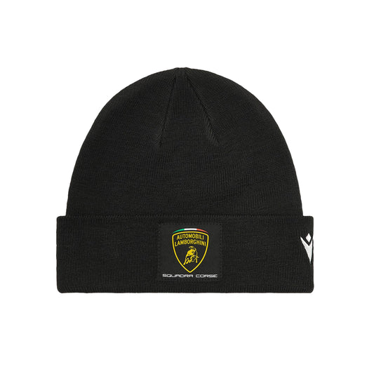 Lamborghini Squadra Corse Team Cuff Knitted Beanie Hat Black