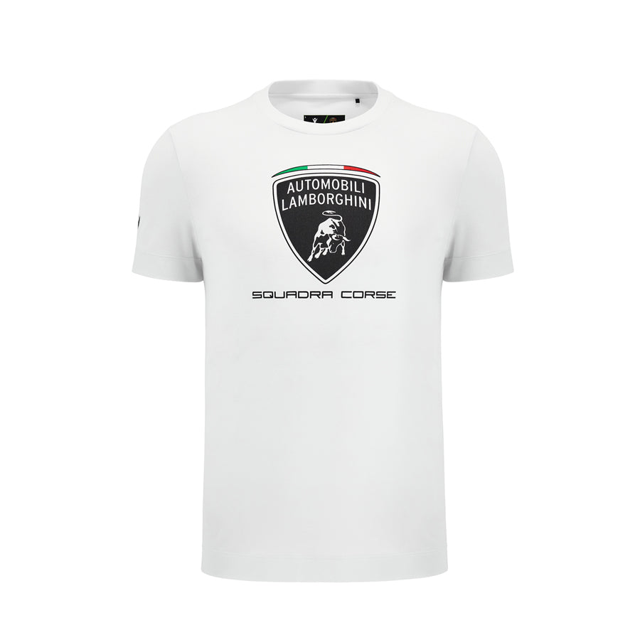 Lamborghini Men's Sportswear Large Shield T-Shirt White