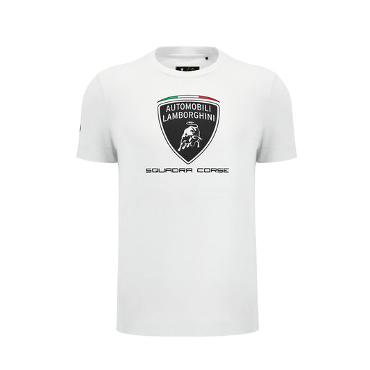 Lamborghini Men's Sportswear Large Shield T-Shirt White