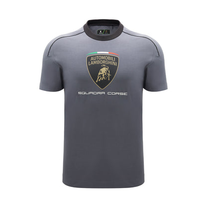 Lamborghini Men's Sportswear Large Shield T-Shirt Grey