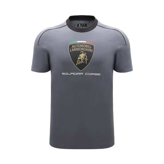 Lamborghini Men's Sportswear Large Shield T-Shirt Grey