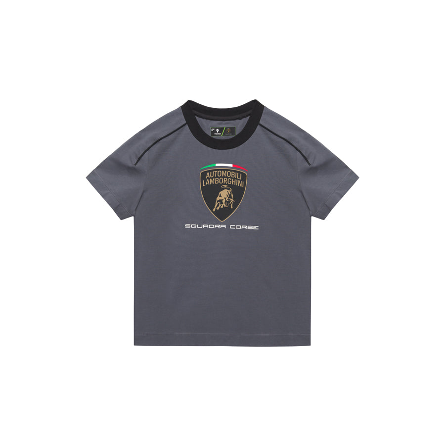 Lamborghini Kid's Sportswear Large Shield Logo T-Shirt Grey