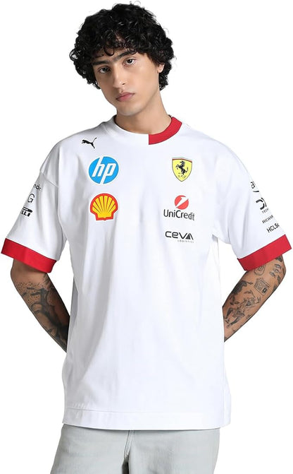 Scuderia Ferrari F1 2025 Men's Miami GP Team Oversized T-Shirt White