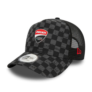 Ducati Motors AOP A-Frame Check Print Trucker Hat Black