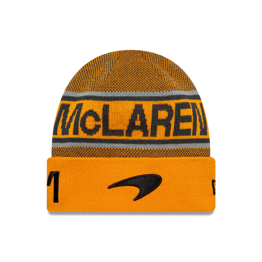 McLaren F1 2025 Oscar Piastri Team Cuff Beanie Hat Orange