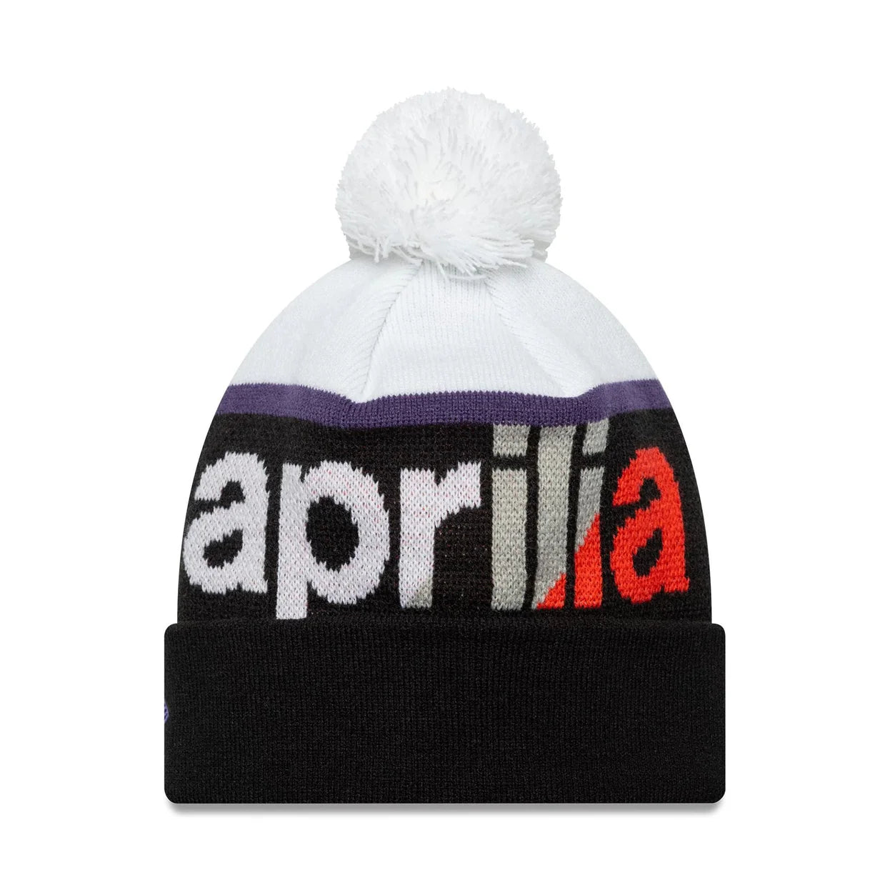Aprilia Wordmark Bobble Knit Beanie Hat Black