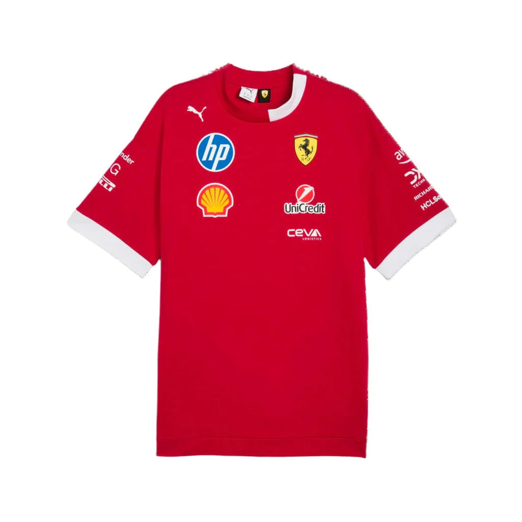 Scuderia Ferrari F1 2025 Men's Team Oversized T-Shirt Dark Red