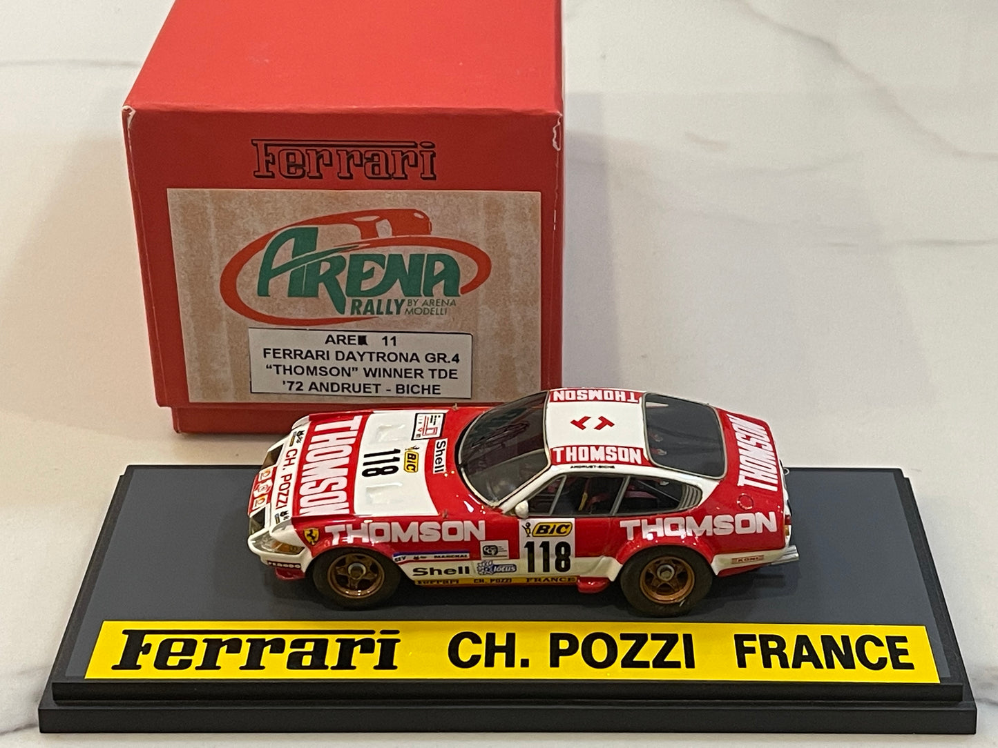 Arena 1/43 Ferrari 365 GTB/4 24 Hours Le Mans 1972 Red/White No. 118 ARE11