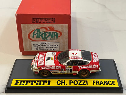 Arena 1/43 Ferrari 365 GTB/4 24 Hours Le Mans 1972 Red/White No. 118 ARE11