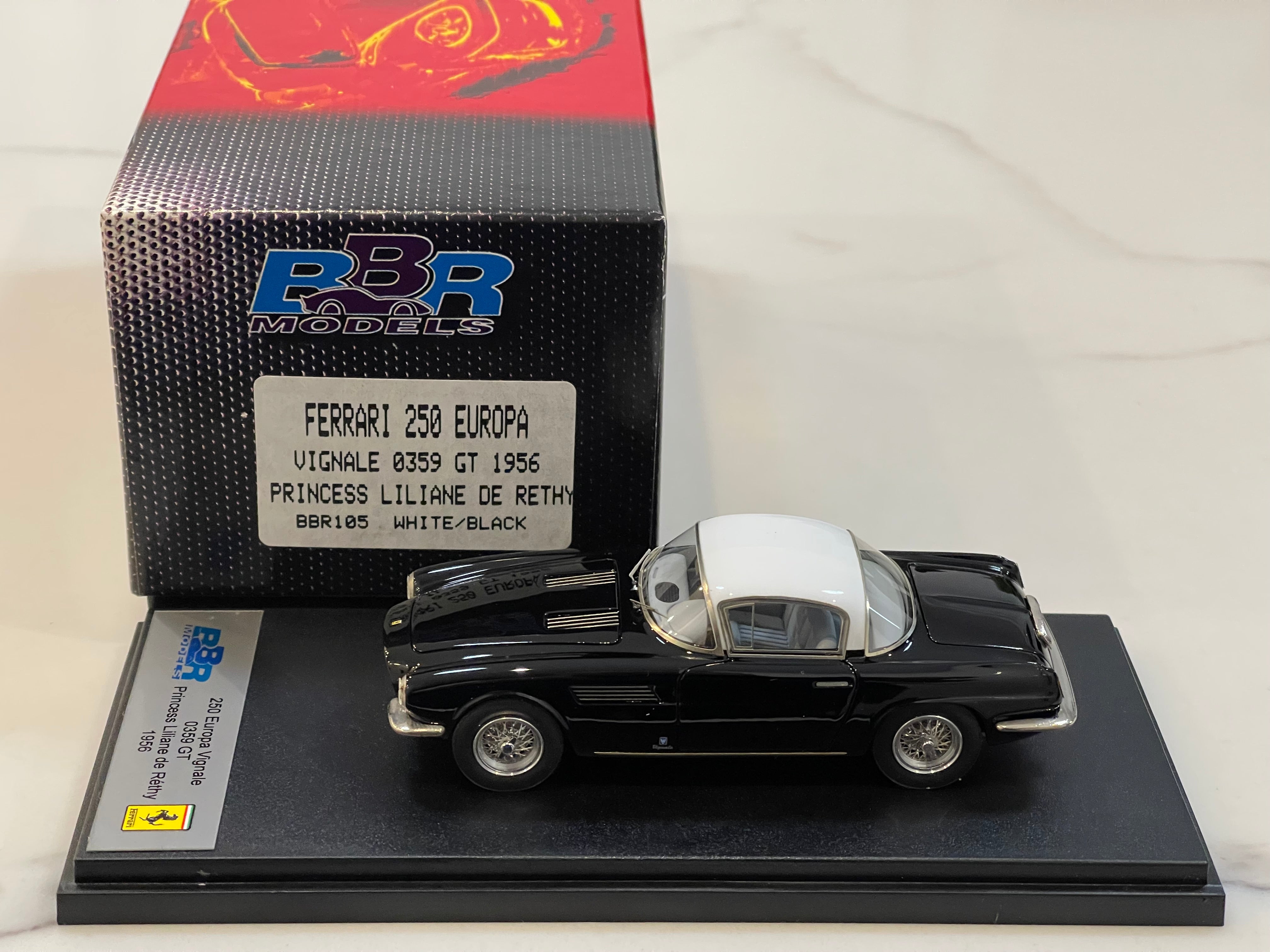 BBR 1/43 Ferrari 250 Europa Vignale 0359GT Princess Liliane De Rethy 1956 Black/White BBR105