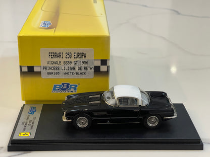BBR 1/43 Ferrari 250 Europa Vignale 0359GT Princess Liliane De Rethy 1956 Black/White BBR105