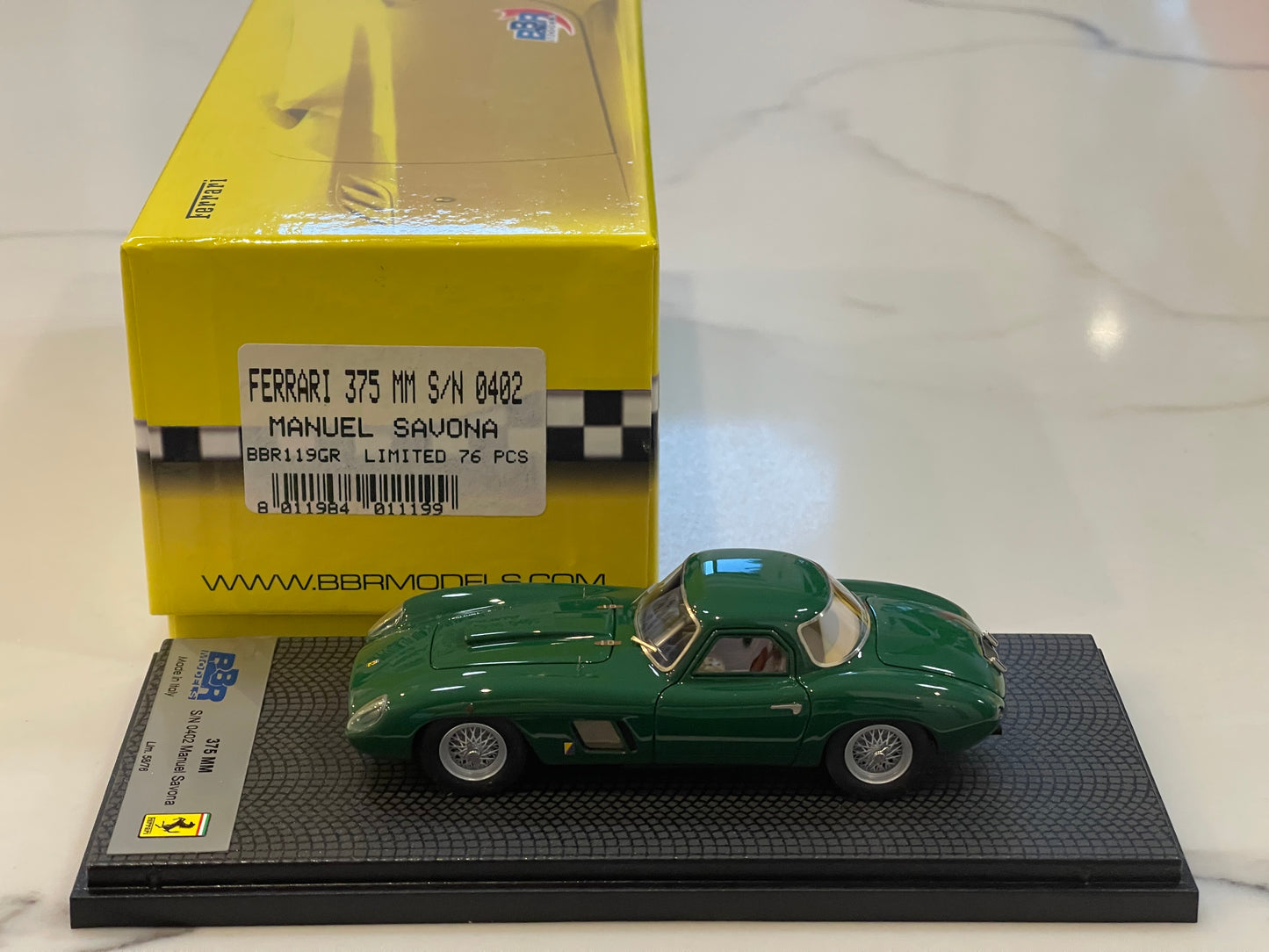 BBR 1/43 Ferrari 375 MM Manuel Savona 0402MM 1954 Green BBR119GR