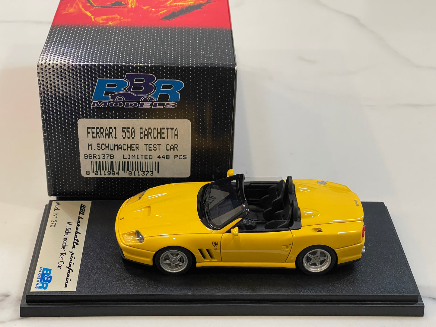 BBR 1/43 Ferrari 550 Barchetta M. Schumacher Test 2000 Yellow BBR137B