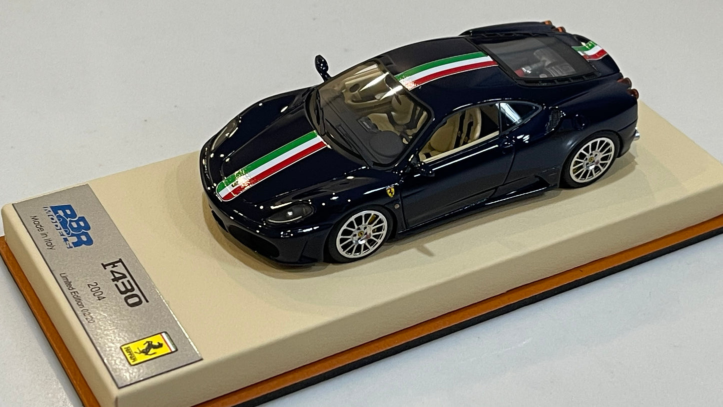 BBR 1/43 Ferrari F430 Coupe Pozzi Blue w/ Italian Stripe BBR164BP