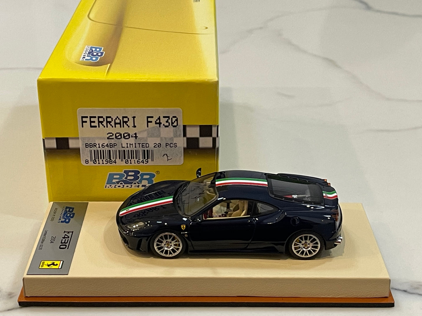BBR 1/43 Ferrari F430 Coupe Pozzi Blue w/ Italian Stripe BBR164BP