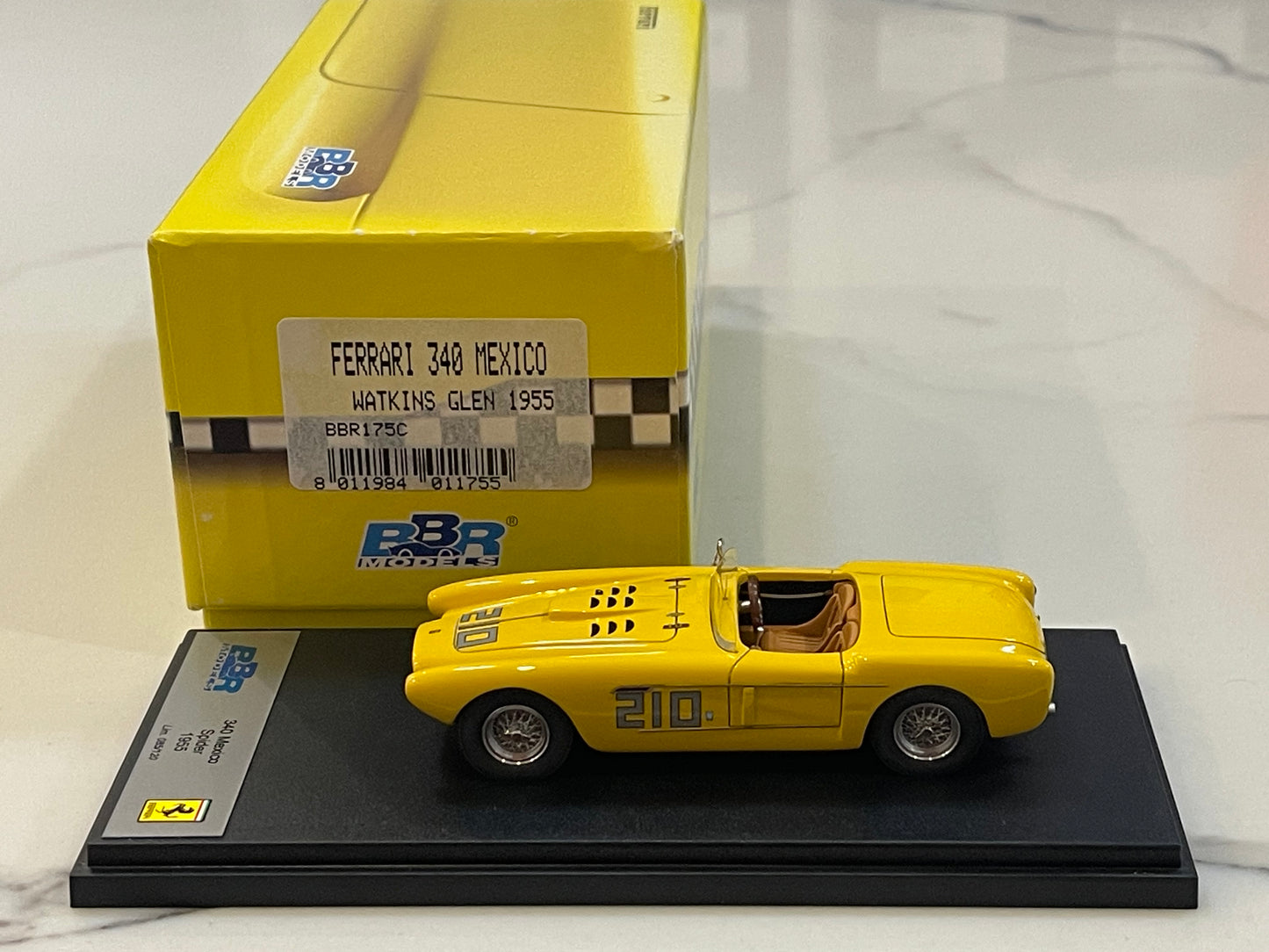 BBR 1/43 Ferrari 340 Mexico Spider Watkins Glen 1955 Yellow No. 210 BBR175C