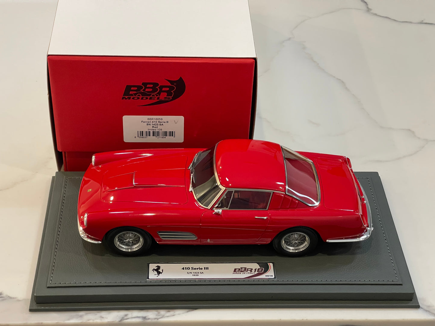 BBR 1/18 Ferrari 410 Superamerica  Series III SN1423SA 1959 Rosso Corsa BBR1865B