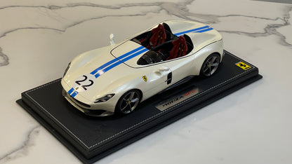 BBR 1/18 Ferrari Monza SP2 2018 Bianco Italia/Blue P1865H