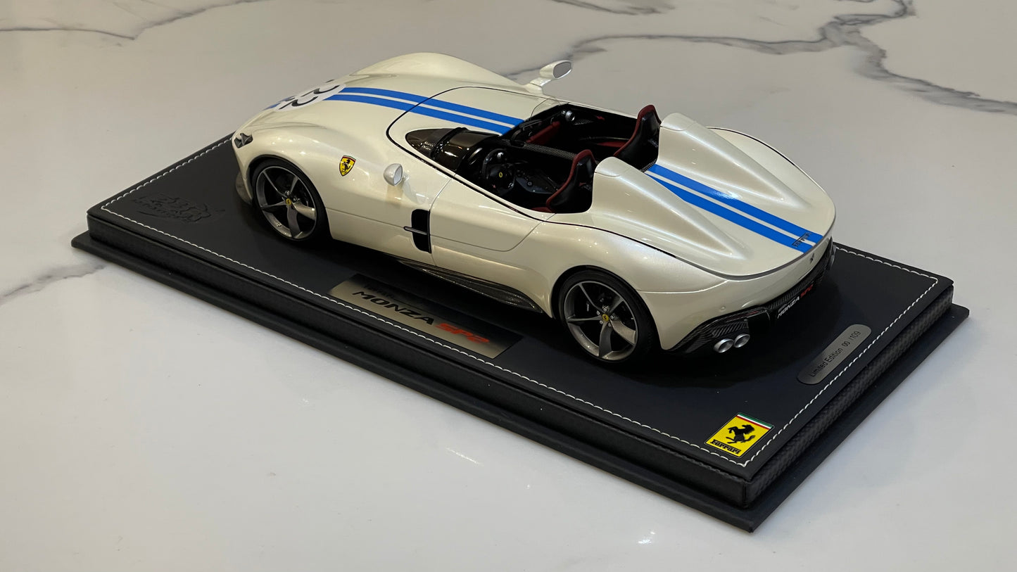 BBR 1/18 Ferrari Monza SP2 2018 Bianco Italia/Blue P1865H