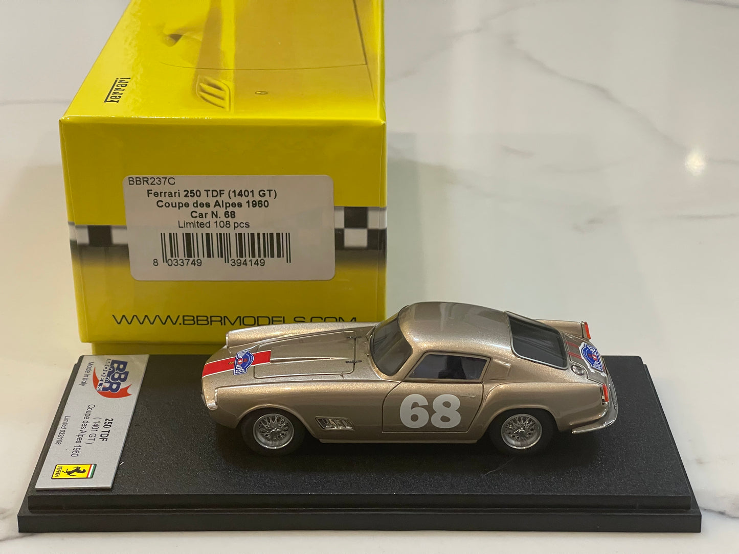 BBR 1/43 Ferrari 250 TDF 1401GT Coupe des Alpes 1960 Met. Gold BBR237C