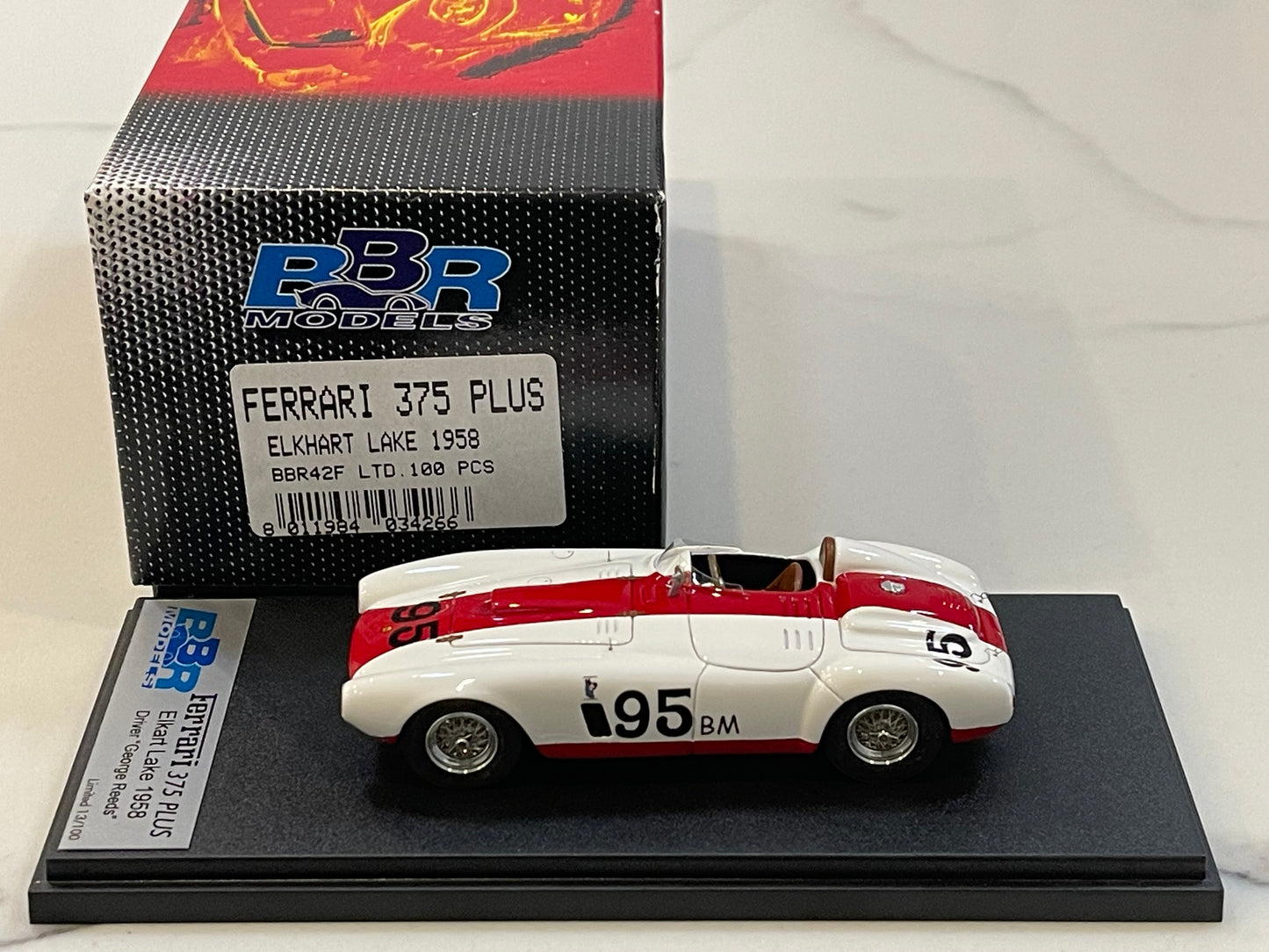 BBR 1/43 Ferrari 375 Plus Elkhart Lake 1958 White No. 95 BBR42F