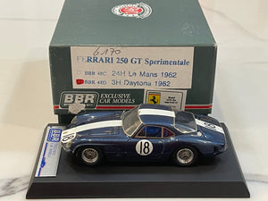 BBR 1/43 Ferrari 250 GT Sperimentale 3 Hours Daytona 1962 Blue No. 18 BBR48D