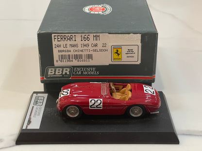 BBR 1/43 Ferrari 166 MM 24 Hours Le Mans 1949 Dark Red No. 22 BBR68A