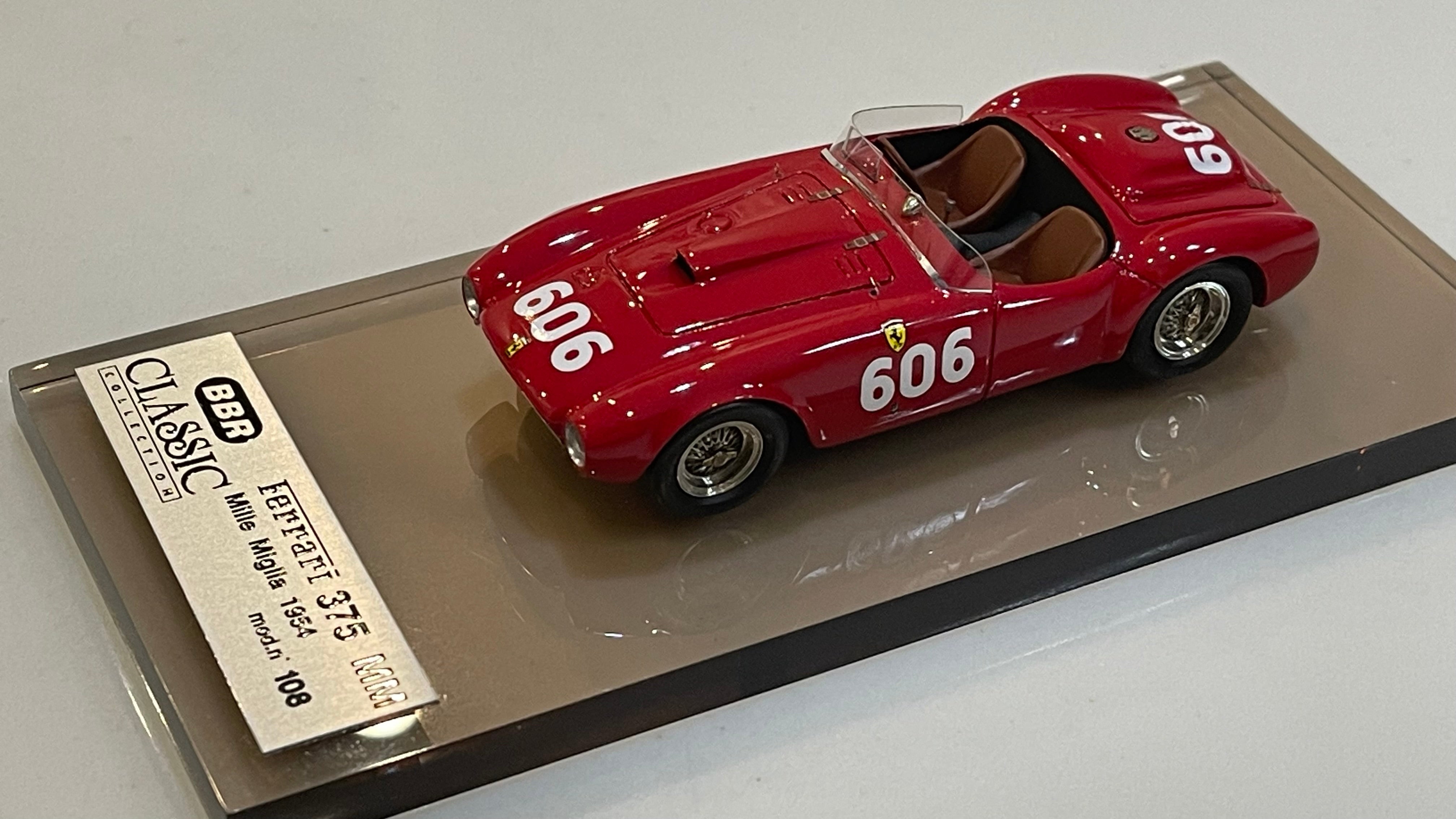 BBR 1/43 Ferrari 375 MM Spyder Pininfarina RHD 0386AM Mille Miglia 1954 Red No. 606 BC01