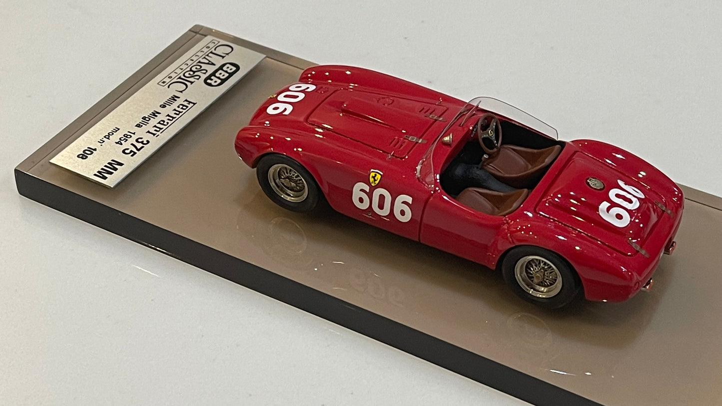 BBR 1/43 Ferrari 375 MM Spyder Pininfarina RHD 0386AM Mille Miglia 1954 Red No. 606 BC01