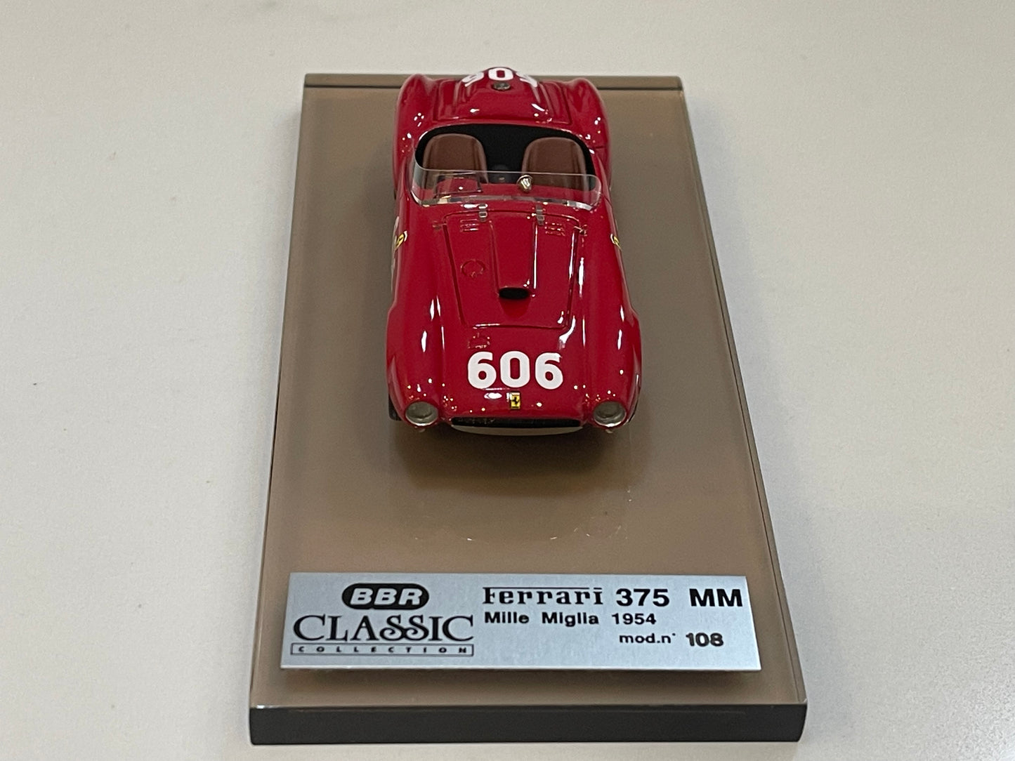 BBR 1/43 Ferrari 375 MM Spyder Pininfarina RHD 0386AM Mille Miglia 1954 Red No. 606 BC01